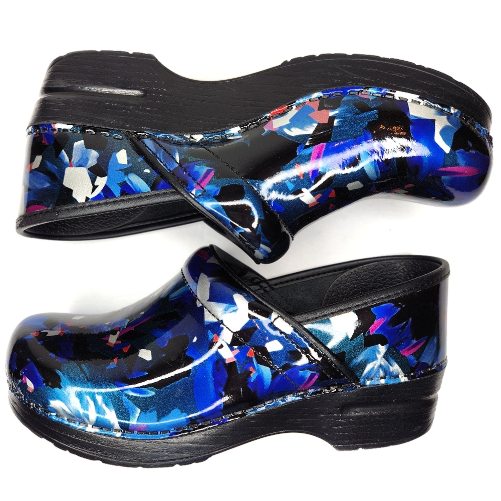 Dansko Women's Metallic Floral Clogs - Black and Blue 7.5-8 - Picture 6 of 7
